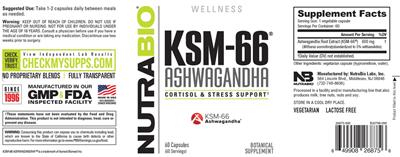 KSM-66 Ashwagandha label