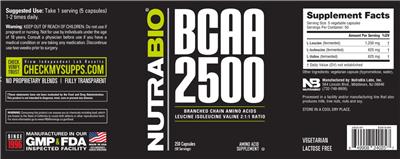 BCAA 2500 label