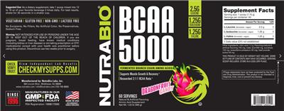 BCAA 5000 Dragonfruit Candy label