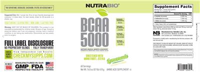 BCAA 5000 Lemonade label