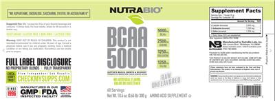 BCAA 5000 Raw Unflavored label
