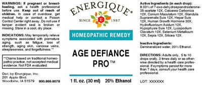 Age Defiance Pro label