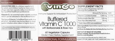 Buffered Vitamin C 1000 label