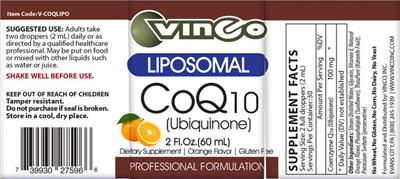 Liposomal CoQ10 Orange Flavor label