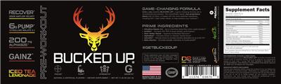 Bucked Up Pre-Workout Iced Tea Lemonade label