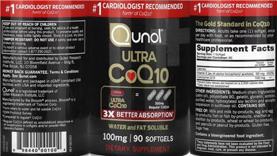 Ultra CoQ10 100 mg label