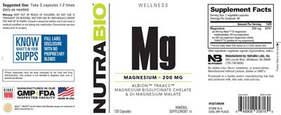 Magnesium 200 mg label