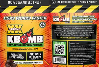 KBomb Kratom Extract Softgels label