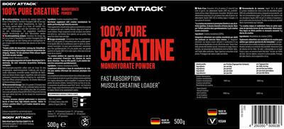 100% Pure Creatine Monohydrate Powder label