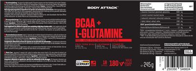 BCAA 6000 mg + L-Glutamine 6000 mg label