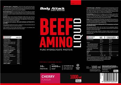 Beef Amino Liquid Cherry Flavour label