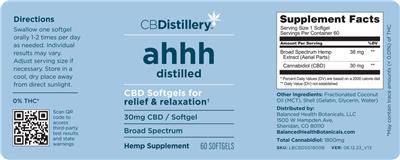 CBD Softgels Broad Spectrum 30 mg label