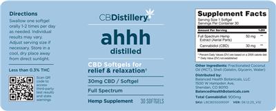 CBD Softgels 30 mg Full Spectrum label