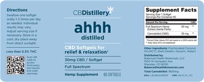 CBD Softgels 30 mg Full Spectrum label