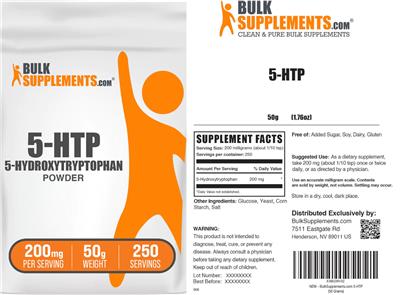 5-HTP Powder 200 mg label