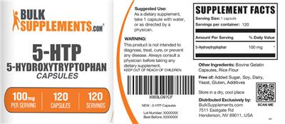 5-HTP Capsules 100 mg label