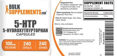 5-HTP Capsules 100 mg label