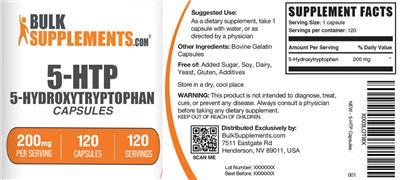 5-HTP Capsules 200 mg label