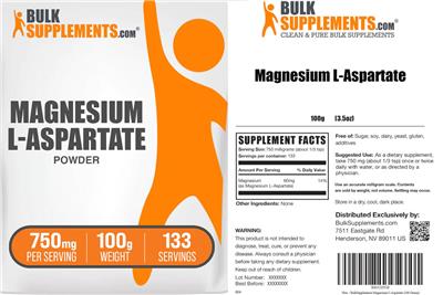 Magnesium L-Aspartate Powder 750 mg label