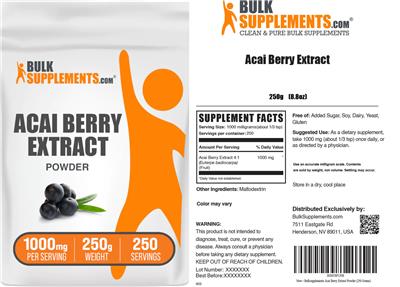 Acai Berry Extract Powder 1000 mg label