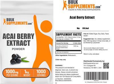 Acai Berry Extract Powder 1000 mg label