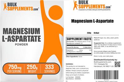 Magnesium L-Aspartate Powder 750 mg label