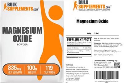 Magnesium Oxide Powder 835 mg label