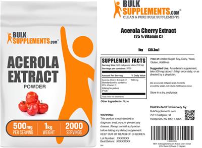 Acerola Extract Powder 500 mg label