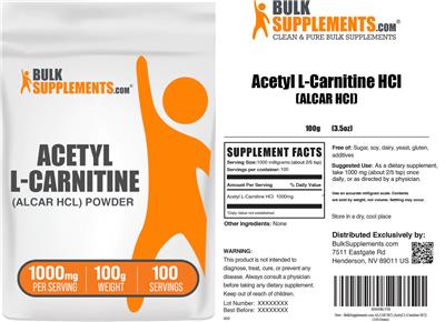 Acetyl L-Carnitine Powder 1000mg label