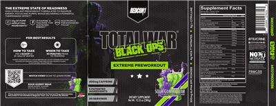 Total War Black Ops Sour Gummy Bear label