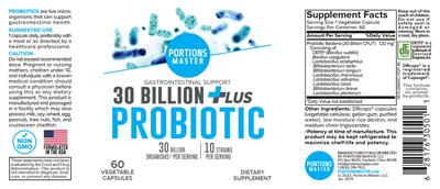30 Billion Plus Probiotic label