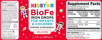 BioFe Iron Drops Unflavored label