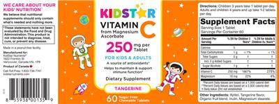 Vitamin C 250 mg Tangerine label