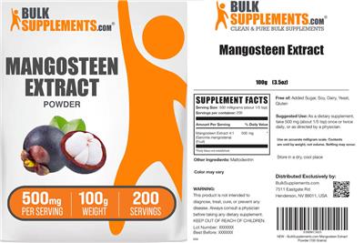 Mangosteen Extract Powder 500 mg label