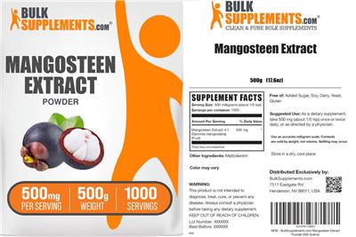Mangosteen Extract Powder 500 mg label
