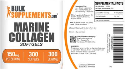 Marine Collagen 150 mg Softgels label