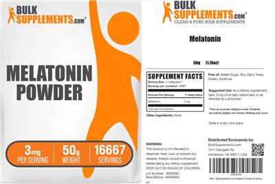 Melatonin Powder 3 mg label