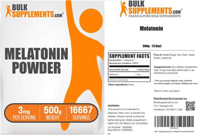 Melatonin Powder 3 mg label