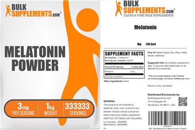 Melatonin Powder 3 mg label