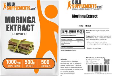 Moringa Extract Powder 1000 mg label