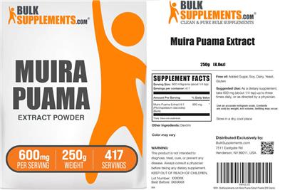 Muira Puama Extract Powder 600 mg label