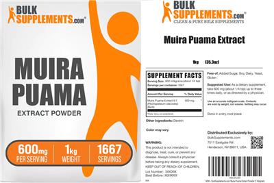 Muira Puama Extract Powder 600 mg label