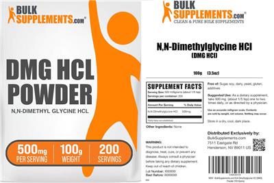 DMG HCL Powder 500 mg label