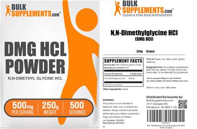DMG HCL Powder 500 mg label