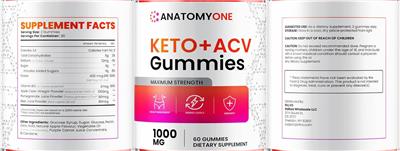 Keto + ACV Gummies 1000mg label