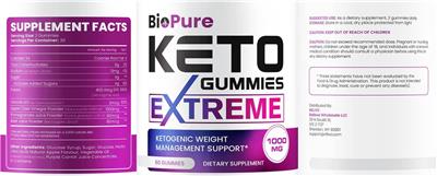 Keto Gummies Extreme 1000 mg label
