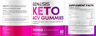 Keto ACV Gummies 1000 mg label