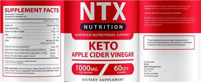 Keto Apple Cider Vinegar 1000mg label