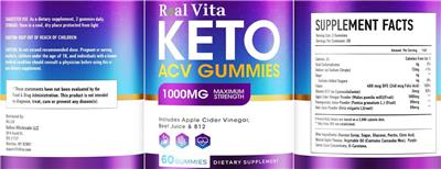 Keto ACV Gummies 1000 mg Maximum Strength label
