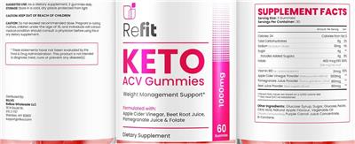 Keto ACV Gummies 1000 mg label
